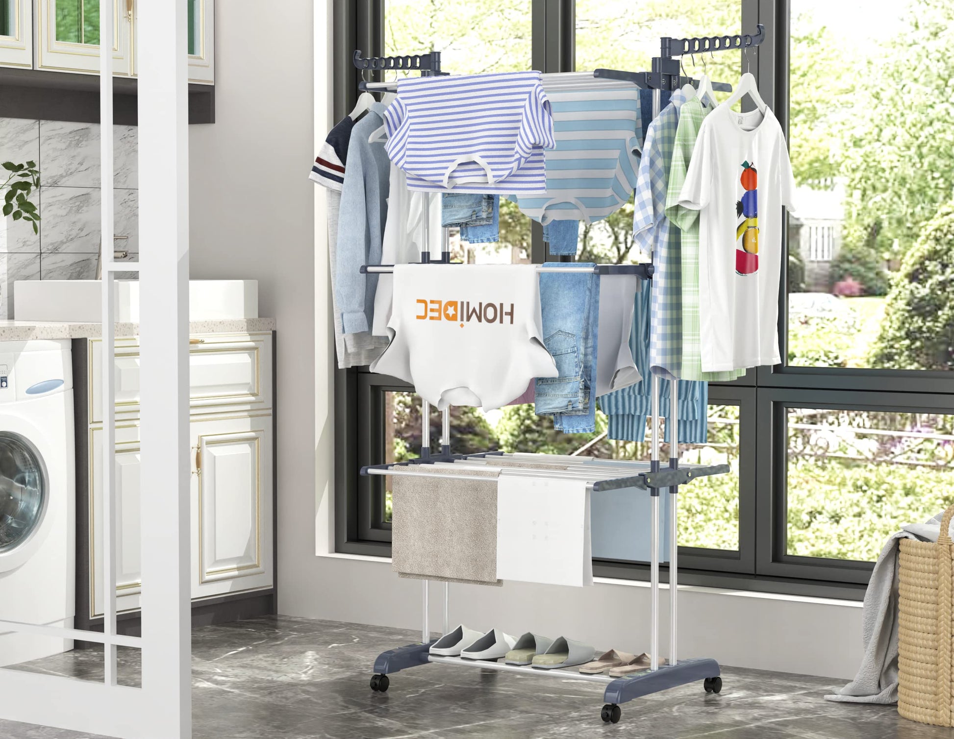 HOMIDEC Clothes Drying Rack, 4-Tier(67.7" H) Foldable Drying Rack Clothing