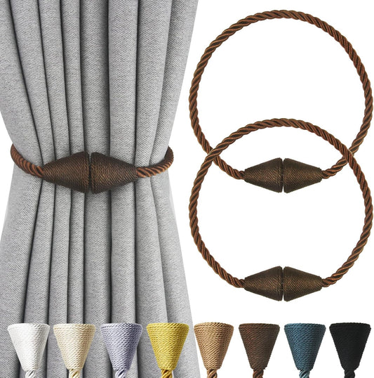 2 Pack Magnetic Curtain Tiebacks Rope Modern Handmade Curtain Tie Backs Decorative Drapes Weave