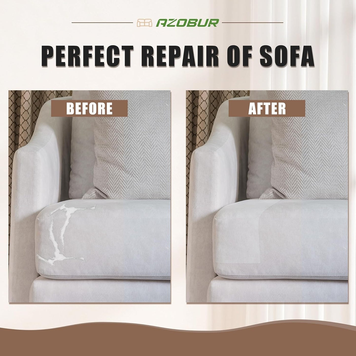 Azobur Fabric Couch Repair Patch 8.3 x 11 inches,Self-Adhesive Fabric Repair Patch for Furniture,Handbag,Sofa,Car Seats-(Blue)