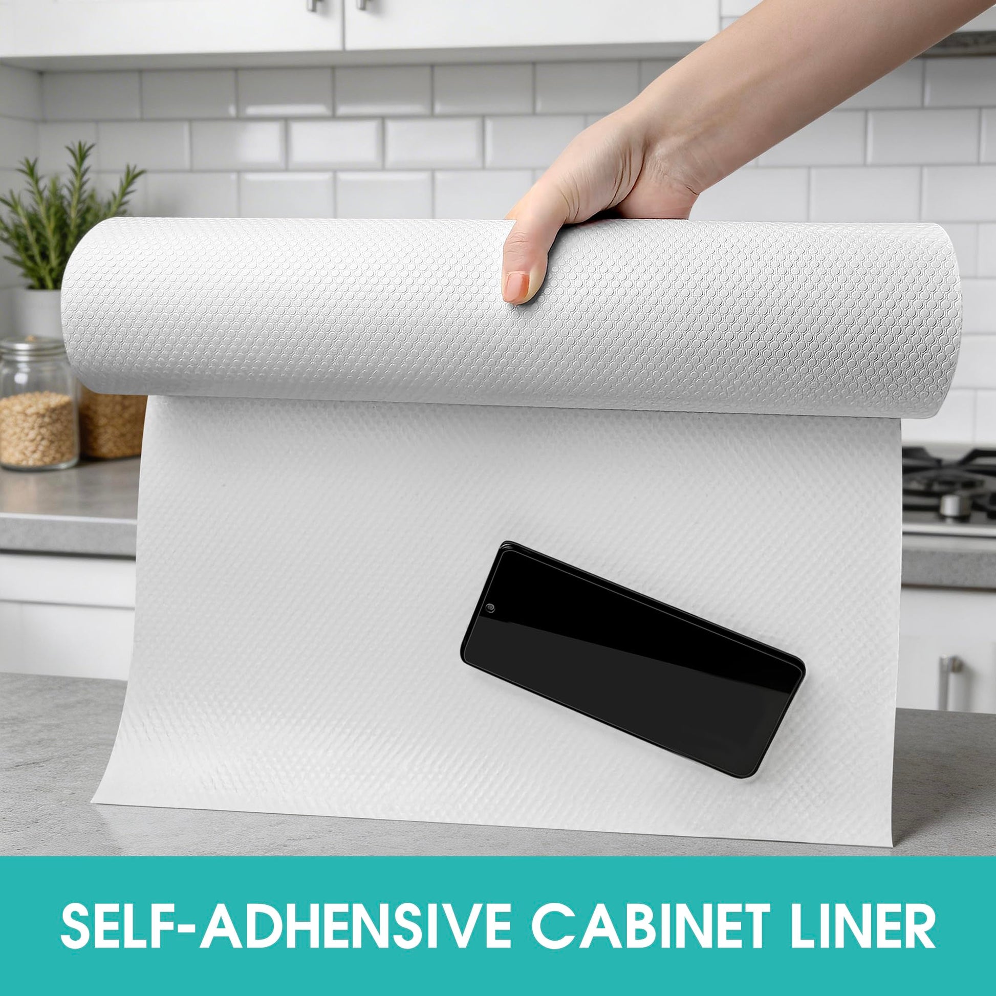 Cabinet Shelf Liner Peel and Stick: Self Adhesive Cabinets Paper - 15.7 in x 12 FT Non-Slip White