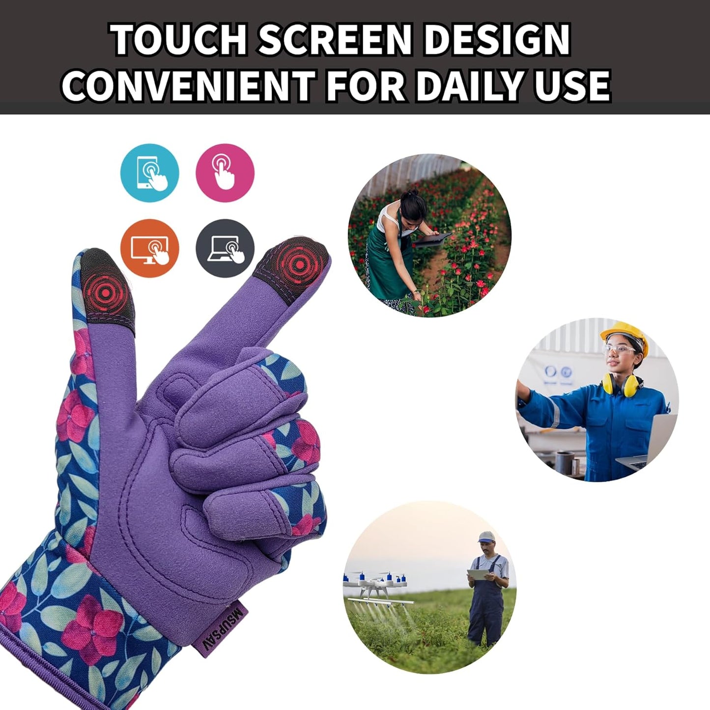 Thorn Proof&Puncture Resistant Gardening Gloves with Grip,Garden Gloves for Women, Leather Work Gloves,Gifts