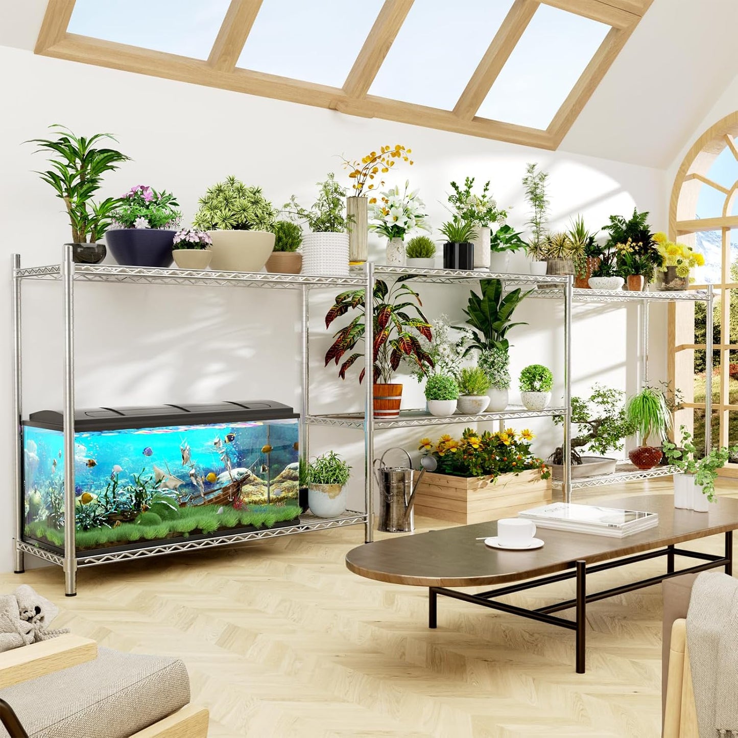 Storage Shelves, 2 PCS 48" L x 20" W x 47" H Heavy Duty Garage Wire Shelving Unit Loads 1200LBS, 3-Tier Adjustable Metal Industrial Utility Shelf Rack for Kitchen, Laundry Room, Basement