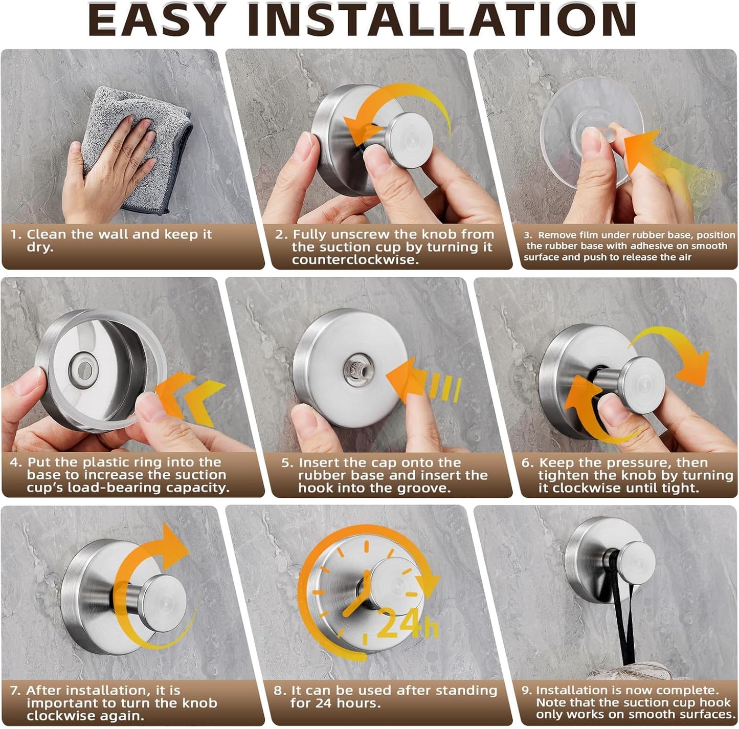 Reusable Heavy Duty Suction Cup Hooks for Kitchen/Bathroom/Shower - Wet-Proof Hooks for Towels, Robes, Loofah&Wreaths/No Drill Mounting on Glass, Tile, Metal (2, Brushed Nickel)