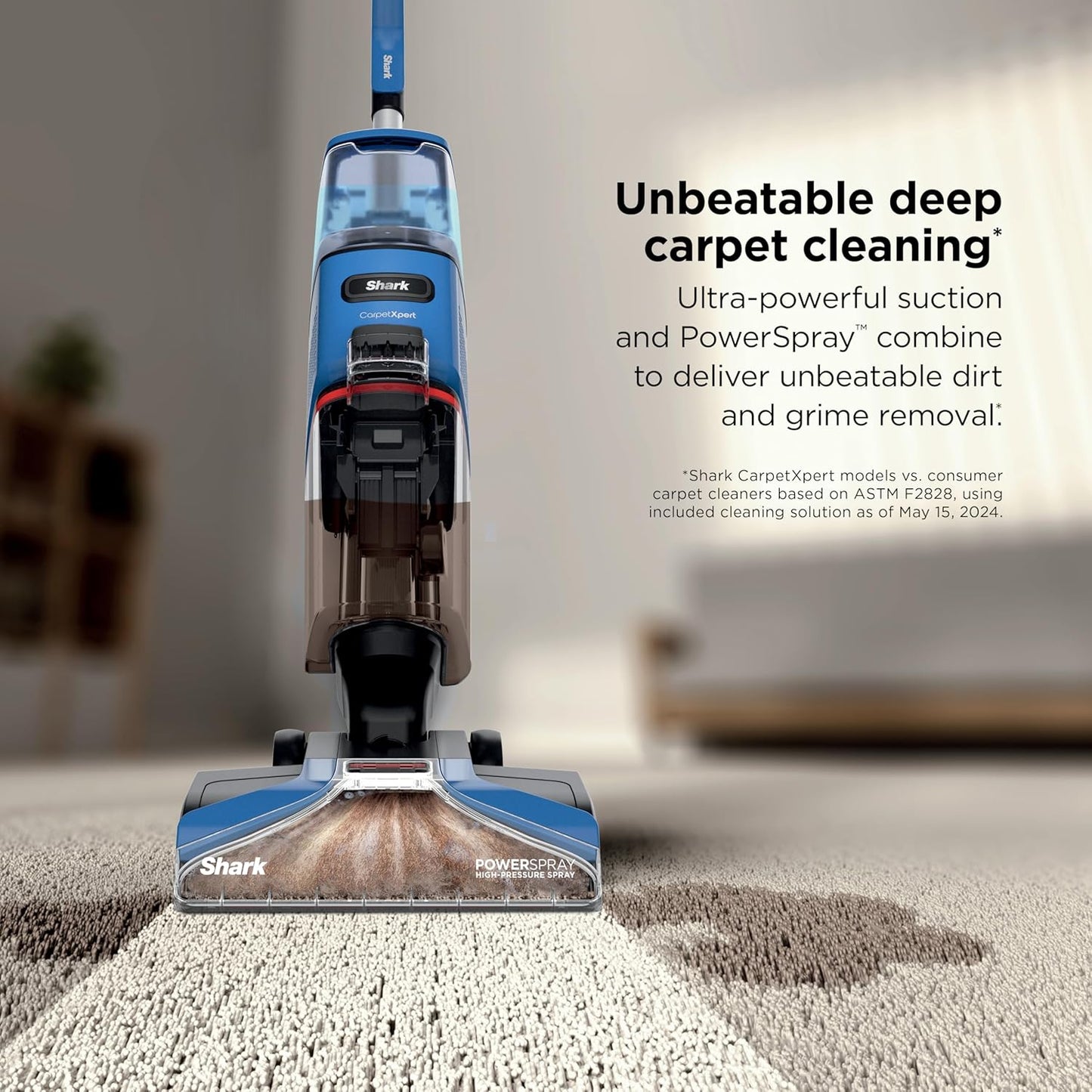 Shark CarpetXpert Upright Carpet & Area Rug Cleaner, Perfect for Pets, Lightweight & Powerful, Dirt, Grime, & Odor Removal, Carpet Shampooer, Cleaning Solution, Blue, EX121BRN