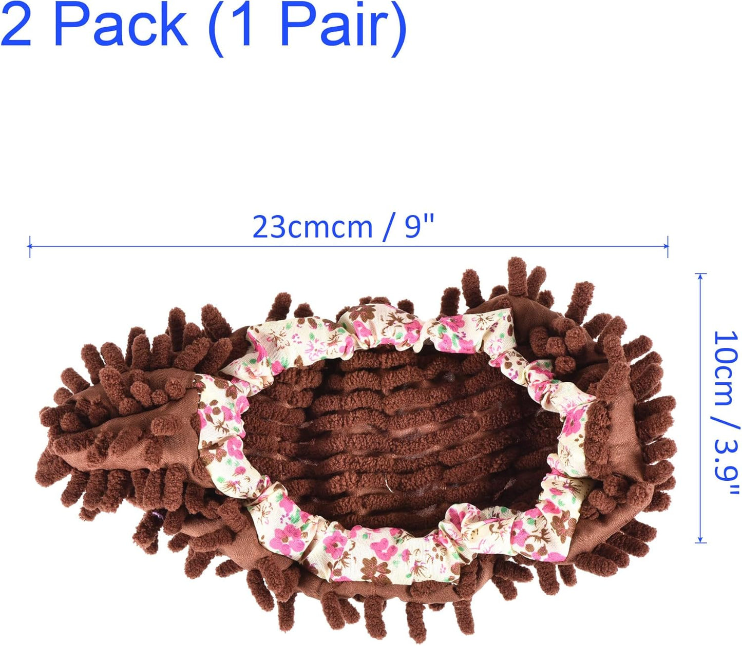 1 Pair Washable Cleaning Shoes Cover - Floor Cleaning Dust, Chenille Microfiber Duster Mop Slippers, Apply to House Office Room (Brown)