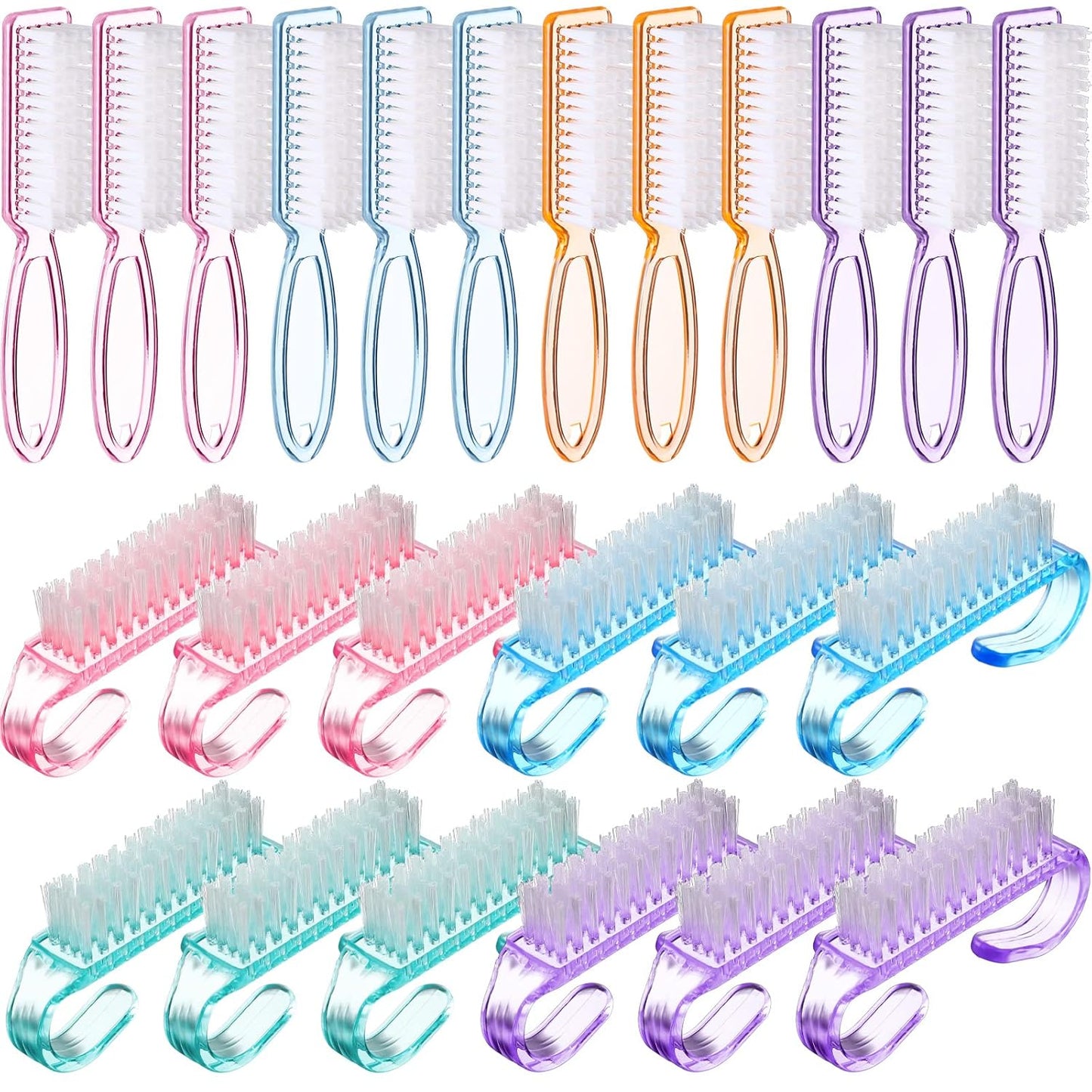 Patelai 24 Pcs Handle Grip Nail Brush Bulk Colorful Nail Scrubber Cleaner Fingernail Brushes Hand Toes Scrub Cleaning Brushes Pedicure Scrubbing Tool for Men and Women, Multicolor Brush