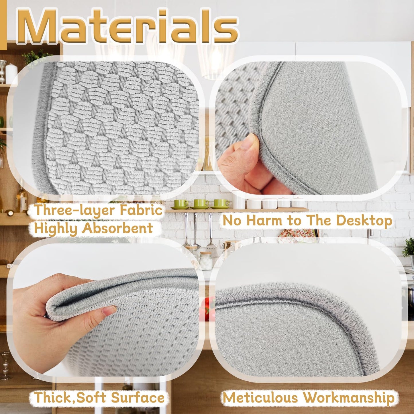 2 Pack Microfiber Dish Drying Mat,24x17" Large Size Highly Absorbent Dish Drainer Mat,Kitchen