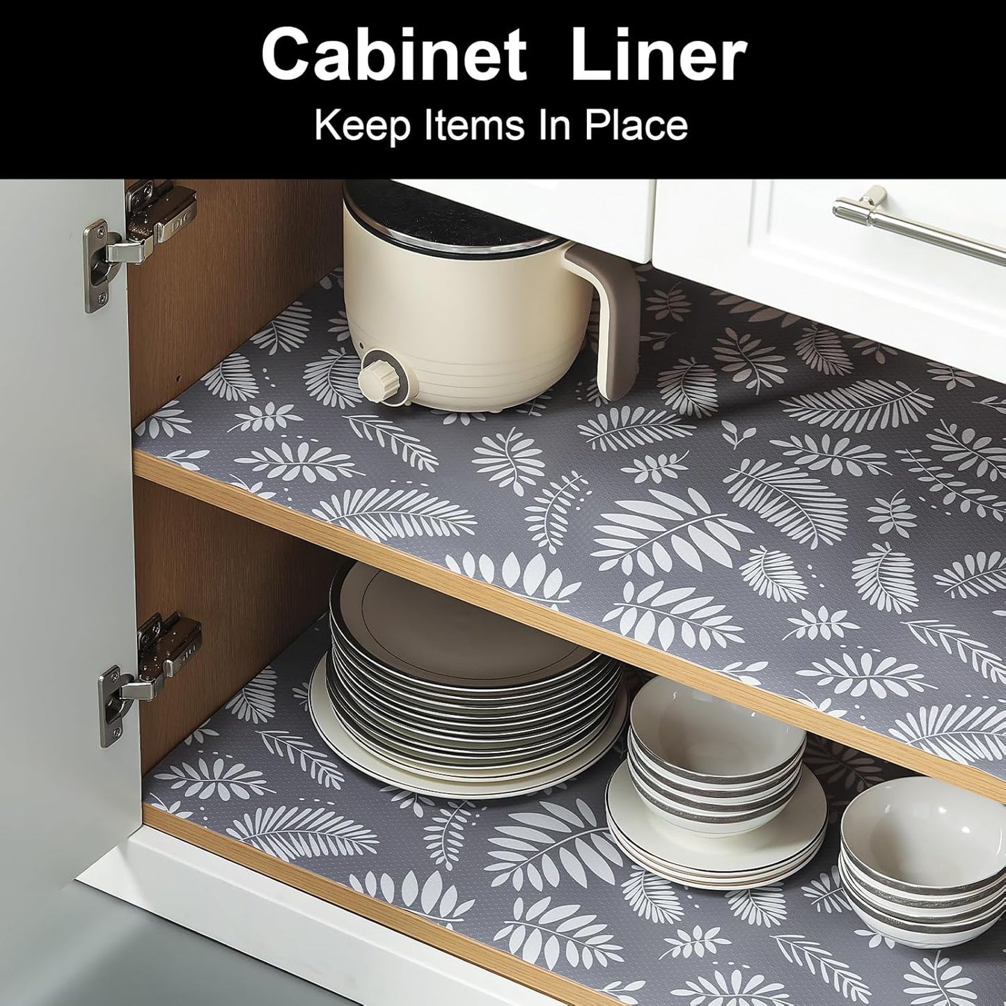 Cooyes Shelf Liners for Kitchen Cabinets Waterproof & Oil-Proof Kitchen Cupboard Mats Non-Slip Drawer Mats EVA Material Non Adhesive Fridge Liner for Shelves