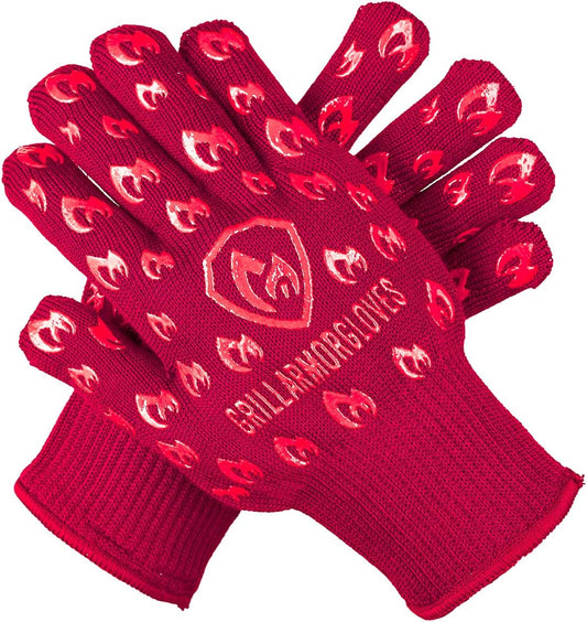 Grill Armor Oven Gloves 932°F Extreme Heat & Cut Resistant Oven Mitts with Fingers for BBQ
