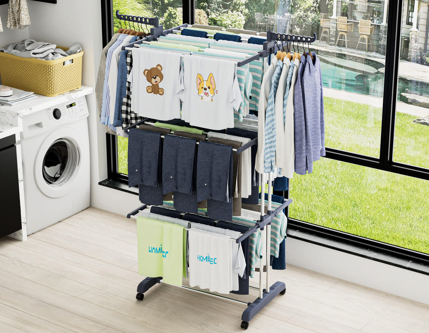 HOMIDEC Clothes Drying Rack, 4-Tier(67.7" H) Foldable Drying Rack Clothing