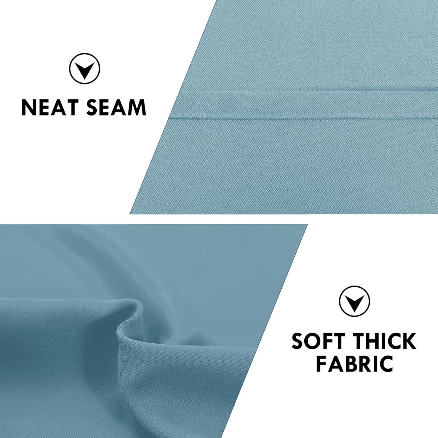 DWCN Blackout Curtains for Living Room Thermal Insulated, Energy Saving & Noise Reducing Bedroom Curtains, Stone Blue, W 38x L 45 Inch, Set of 2 Rod Pocket Curtain Panels