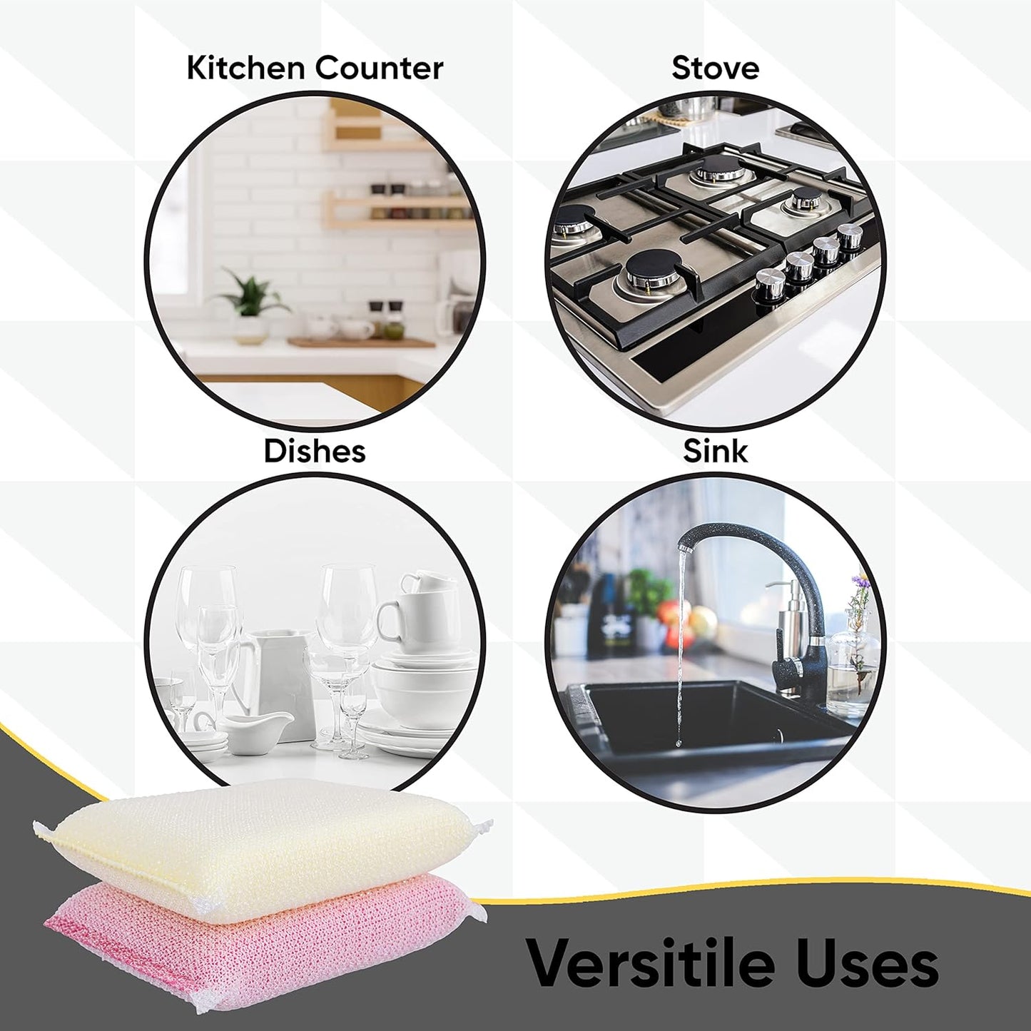 Superio Nylon Cleaning Pad, Dish Scrubbers, Multi Surface Scratch- Free Scour Sponge for Stainless Steel, Copper cookware, China, Dishes and plasticware (2)