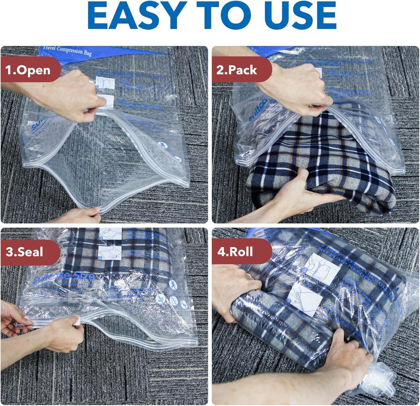 Vacuum Seal Bags for Clothing Travel & Home Storage, travel vacuum bags with pump, Store Blankets