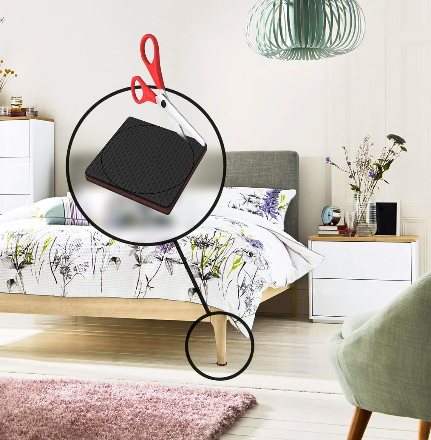 GorillaPads Non-Slip Furniture Pads/Grippers, Rubber Floor Protectors for Under Furniture, Black (2.5" Pre-Scored)