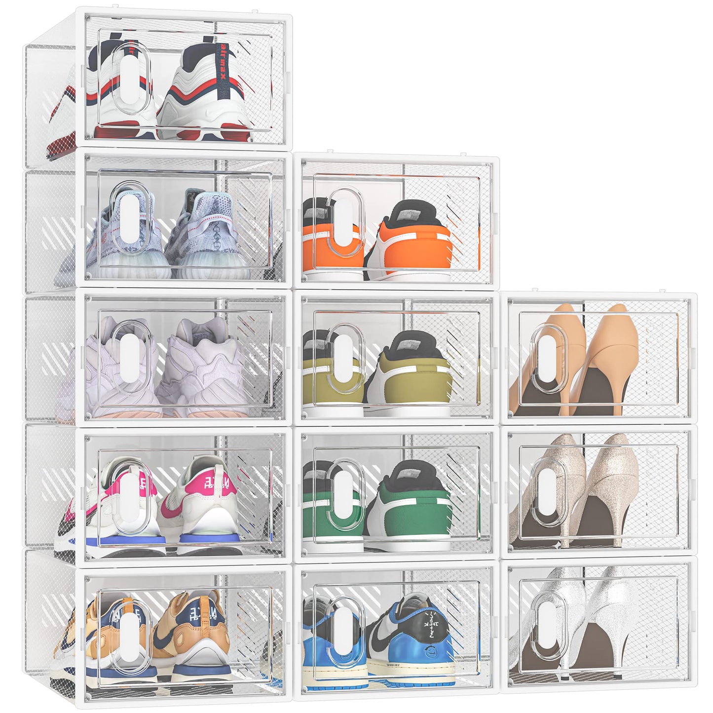 SIMPDIY Clear Shoe Storage Boxes, Stackable Shoe Organizer for Closet