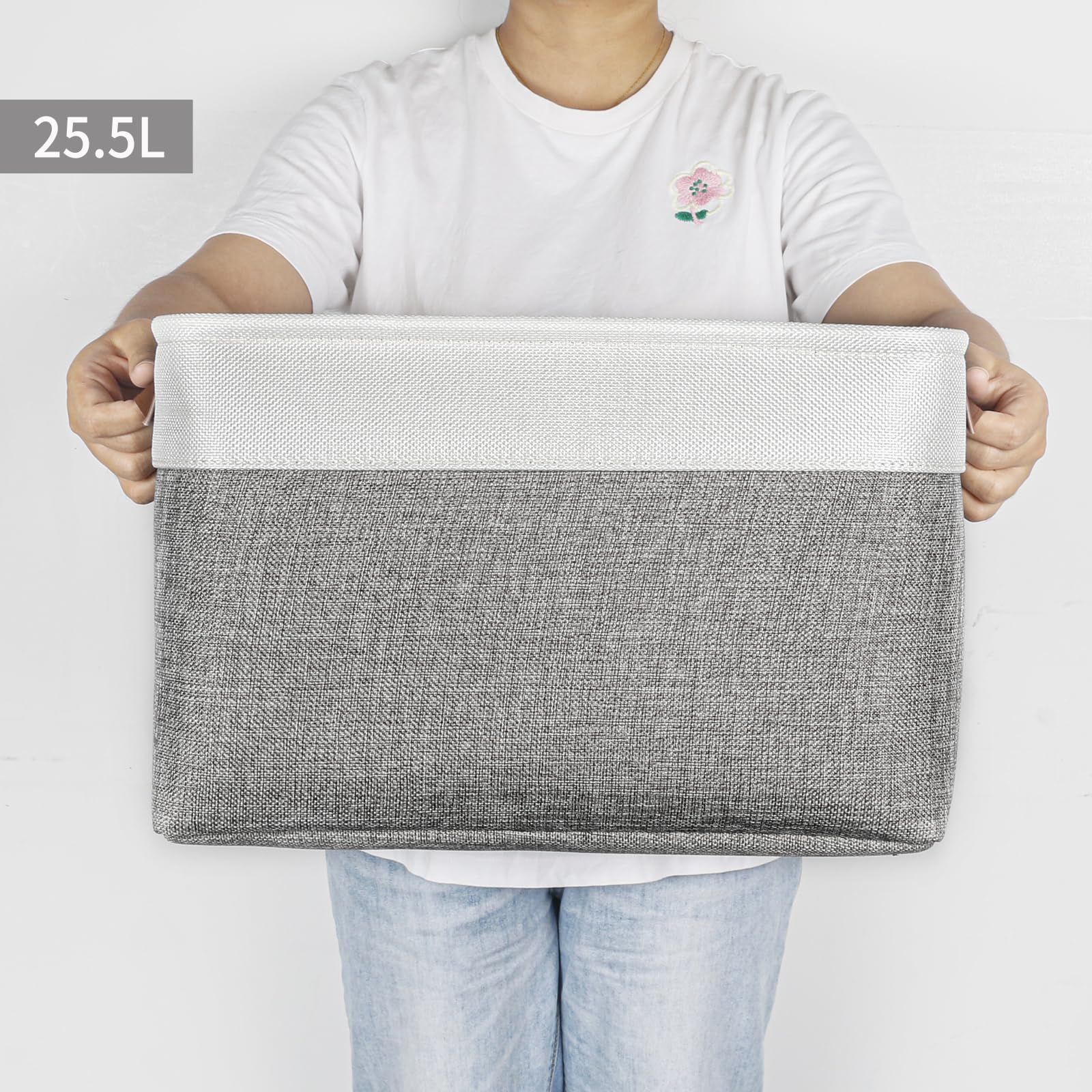 Bagnizer Storage Bins Large Fabric Storage Baskets for Shelves 3 Pack, Decorative Linen Closet