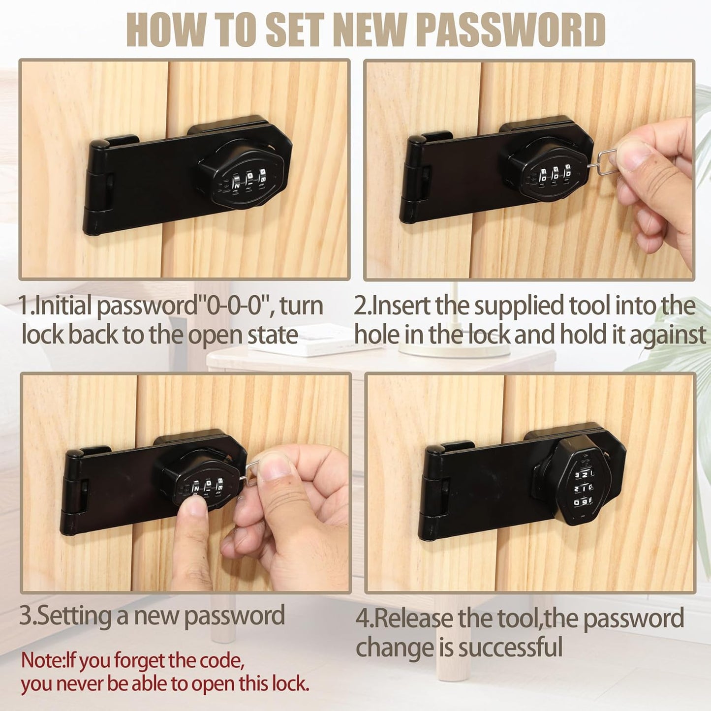 Password Rotary Hasp Locks, Digit Combination Lock Door Security Slide Latch Door Lock for Drawers, File Cabinets, Cabinets, Interior Doors, Barns, Garage Doors, Fence (5 Inch)