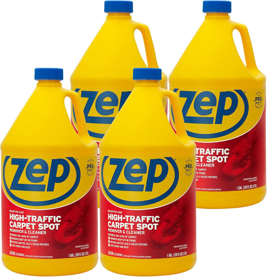 Zep High Traffic Carpet Cleaner - 1 Gallon (Case of 4) ZUHTC128 - Penetrating Formula Removes Deep Stains. Make High-Traffic Areas Look New Again