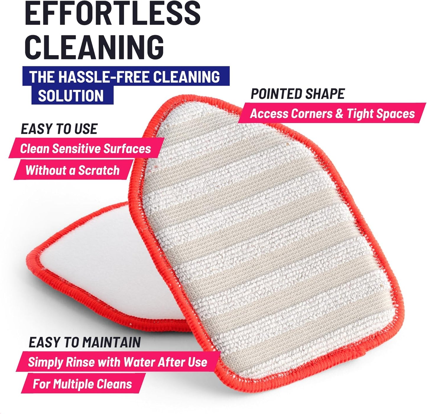 Replacement Microfiber Pad for Moku Home Extendable Tub Tile Shower Scrubber for Cleaning Non-Scratch (2X Microfiber Pad Red)