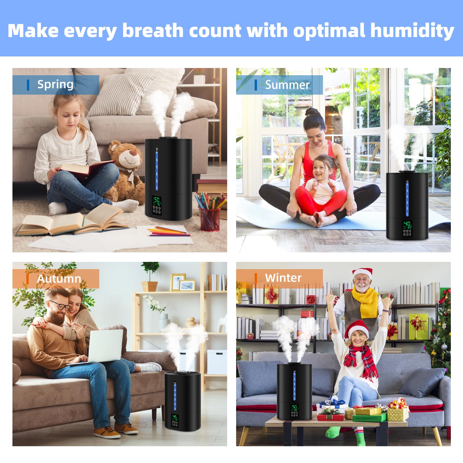 Coolfiqu 6L Warm & Cool Mist Humidifiers for Bedroom,Large Room,Plants