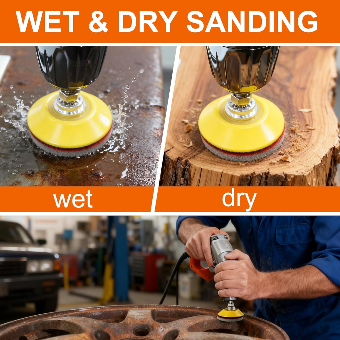 64 PCS 2 Inch Sanding Disc Pad,Hook and Loop Sanding Pads 180 to 3000 Wet Dry Sponge Sandpaper with 1/4??Shank for Drill Sanding Grinder Rotary Tools Curved Surface Polishing and Sanding