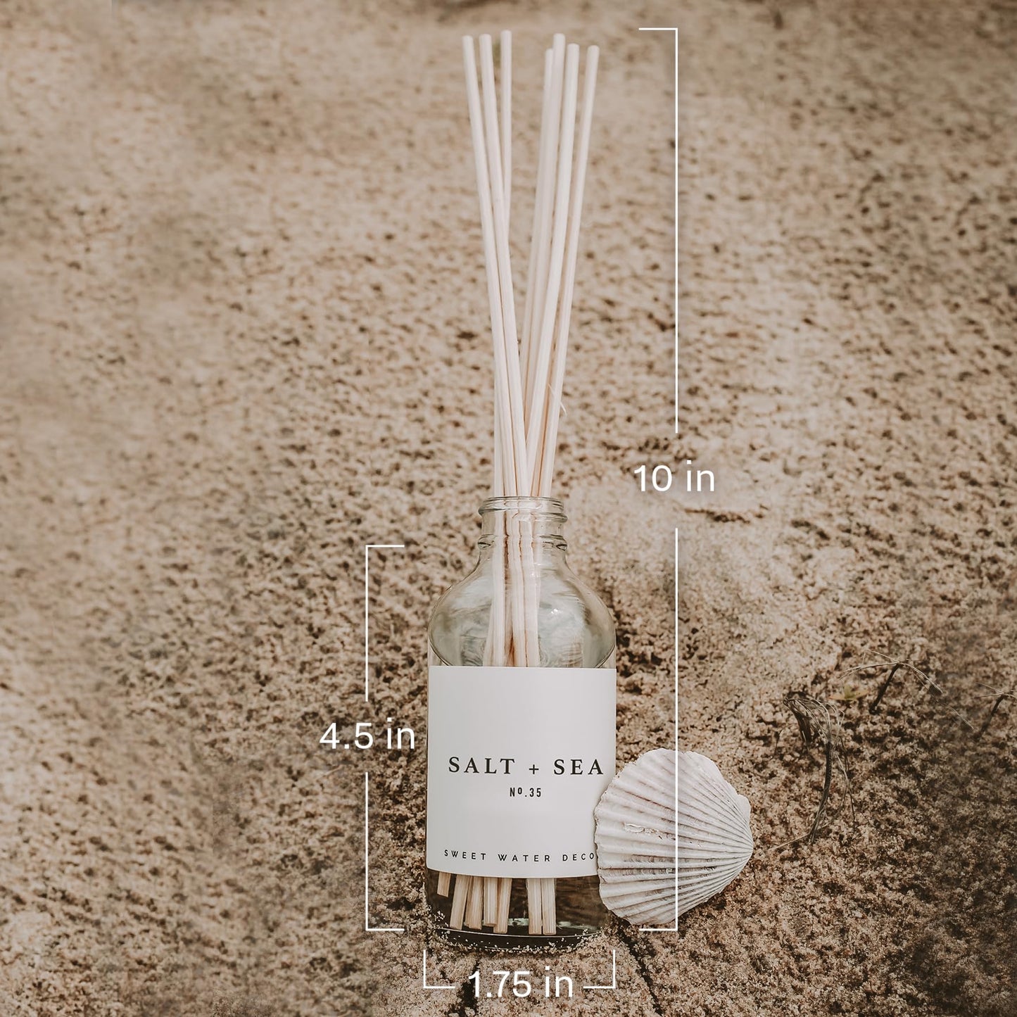 Sweet Water Decor Salt & Sea Reed Diffuser Set - Sea Salt Citrus & Musk Amber Scent Diffuser - Reed