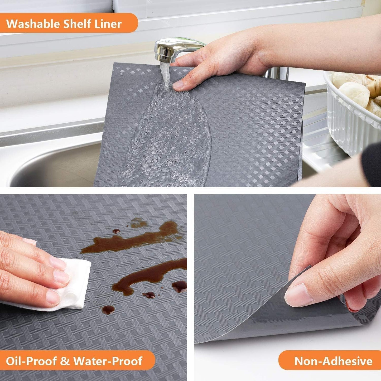 Shelf Liners for Kitchen Cabinets Refrigerator Liners Waterproof & Oil-Proof Kitchen Cupboard Liner Durable Plastic Drawer Mats EVA Material Non Adhesive Fridge Liner for Shelves 35.4 x 236.2 Inches