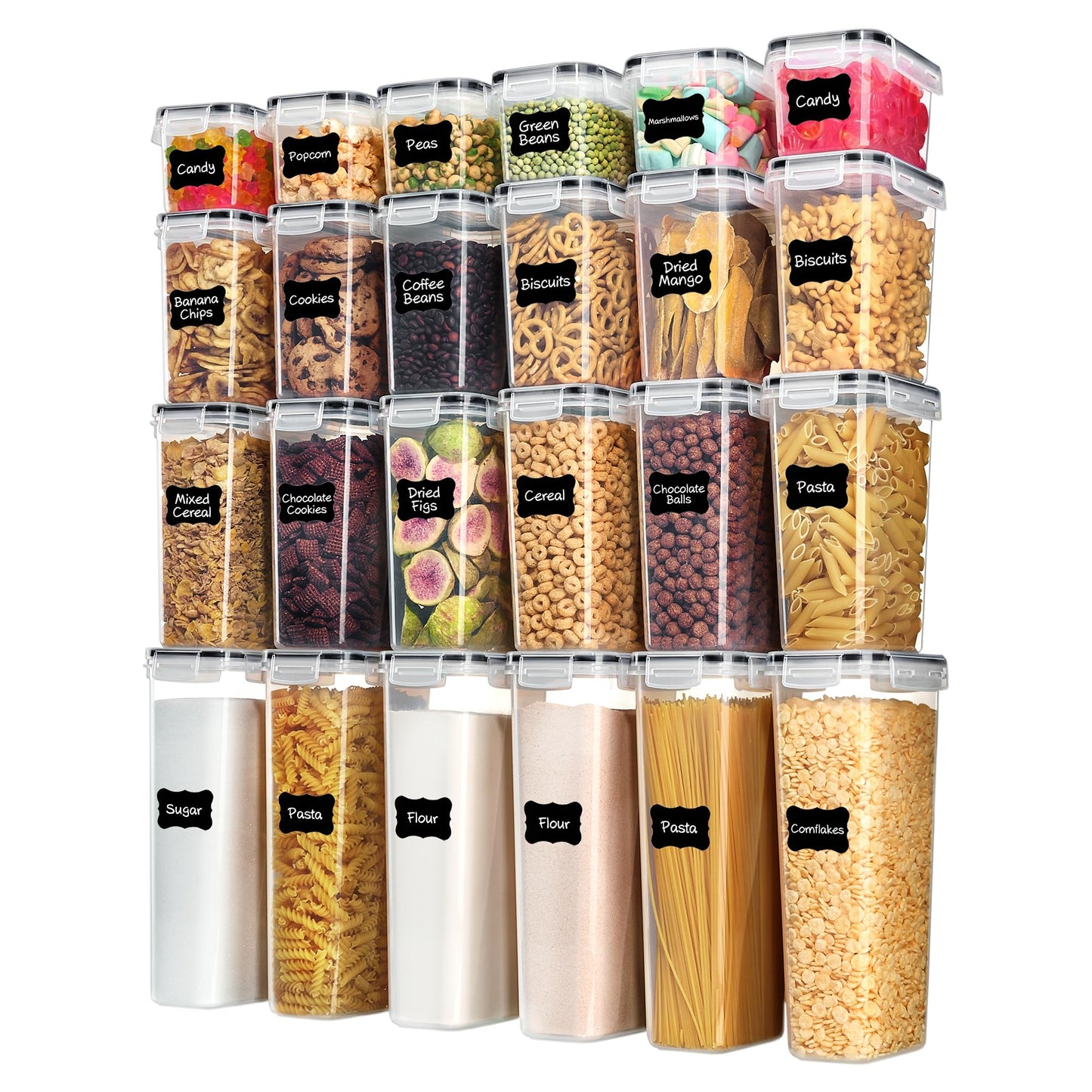 Vtopmart Airtight Food Storage Containers with Lids, 24 pcs, Black