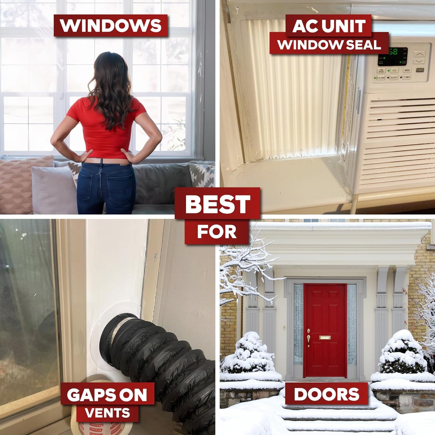 XFasten Window Sealing Tape for Winter 3” x 30 Yards RV Window Stripping for Winter | Heavy-Duty Transparent Weather Sealing Tape for Plastic Window Coverings for Winter, Residue-Free Weather Tape