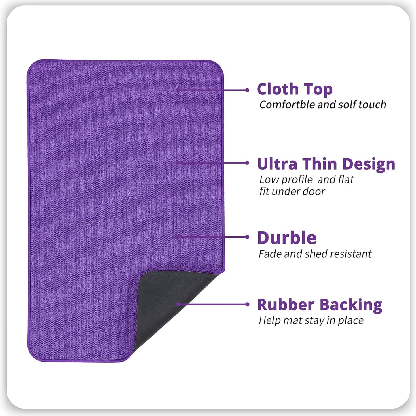 Bath Mat,Ultra Thin Bathroom Rugs,Rubber Bath Mats for Bathroom,No Slip Bath Rugs,Quick Dry,Machine Washable,Low Pile,Absorbent,Shower Outside,Sink,Home Decor Accessories.Purple,1'5"x2'3"(17x27inch)