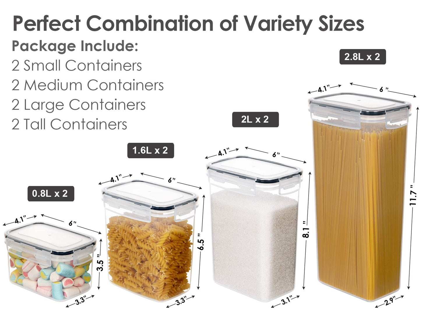 CHEFSTORY Airtight Food Storage Containers with Lids, 8 PCS