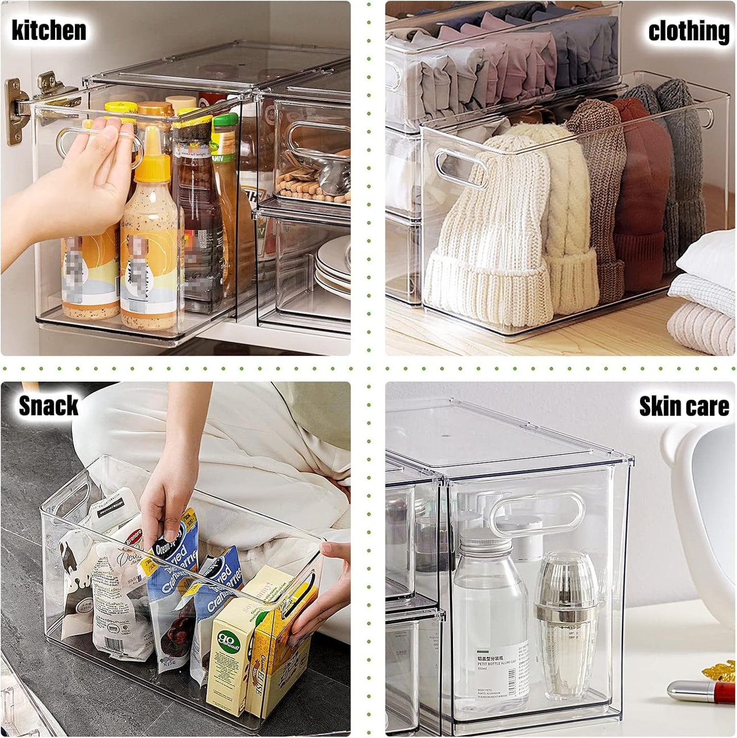shopwithgreen Refrigerator Organizer and Storage Bins with Pull-out Drawer, Stackable Clear Fridge Drawer Organizer with Handle Design, Plastic Kitchen Pantry Storage Containers, 1Pack, 9.5QT