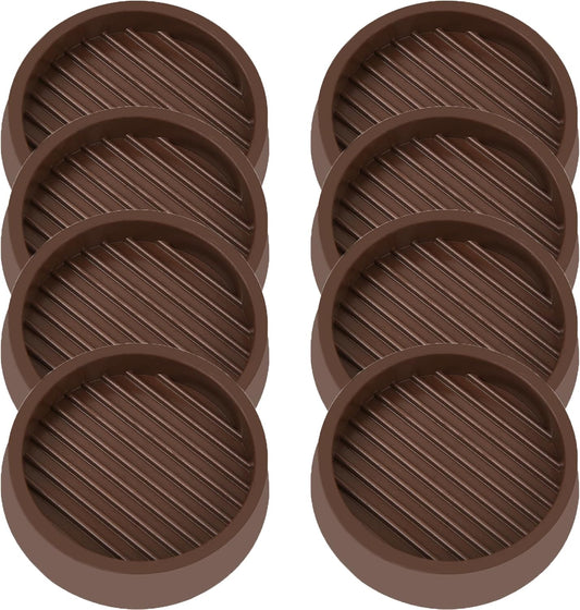 4X4 Round Rubber Caster Cups, Non Slip Furniture Pads, Anti-Slip Gripper, Anti Skid Furniture Feet, Anti Slide Floor Protector for Bed Couch Table Chair Stoppers (Brown, 8 Pack)