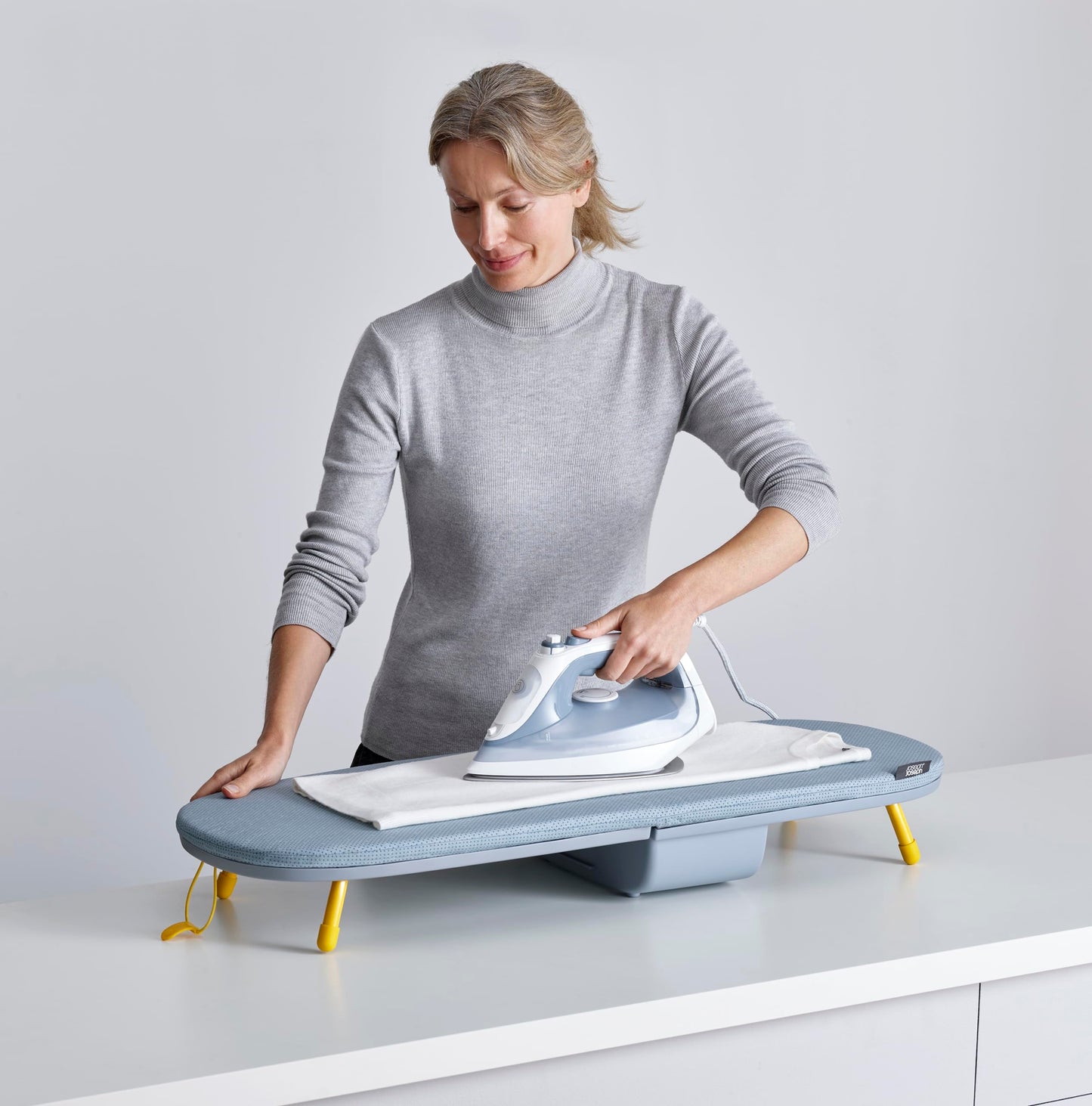 Joseph Joseph Pocket Max Portable Folding Tabletop Ironing Board, 35" Surface, Integrated Iron