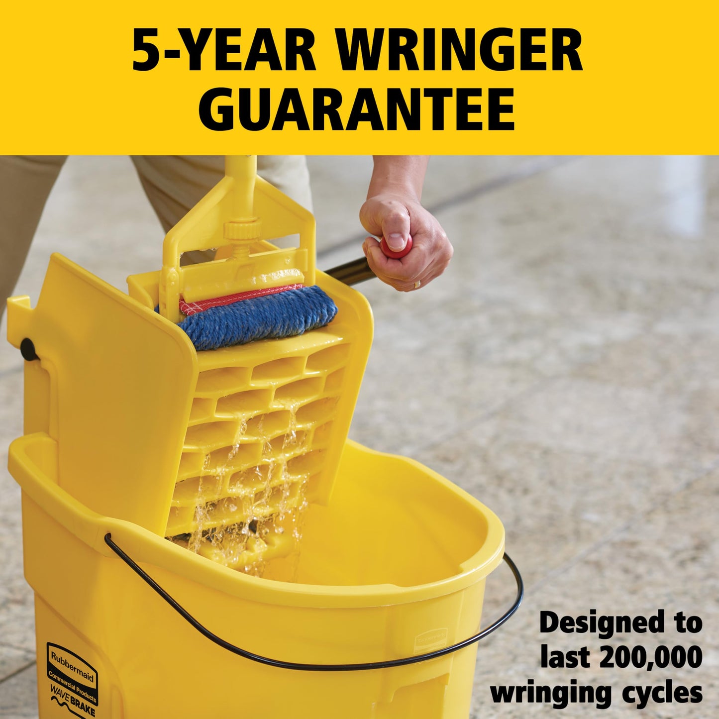 Rubbermaid Commercial Products WaveBrake 26 Qt. Side-Press Mop Bucket and Wringer Combo on Wheels