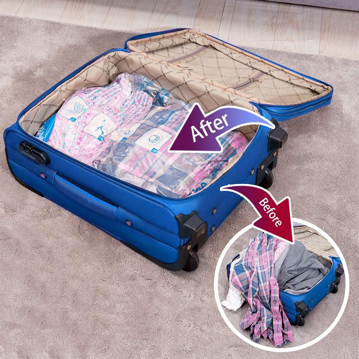 MEIQIHOME Vacuum Storage Bags, Space Saver Sealer Bags,Vacuum seal bags for clothing, Pillows