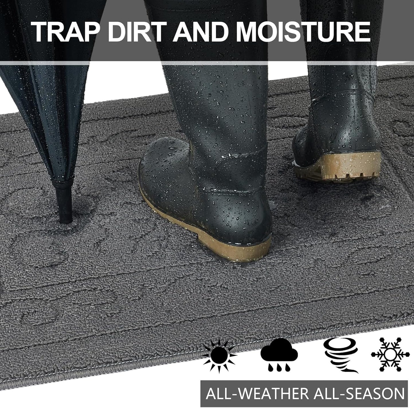 FONEYI Indoor Door Mat 32" x 40", Dirt Trapper Door Mats Non-Slip Entryway Rugs Washable, Absorbent Resist Dirt Welcome Mat, Low Profile Inside Floor Mats for Front Back Door and Entryway, Grey