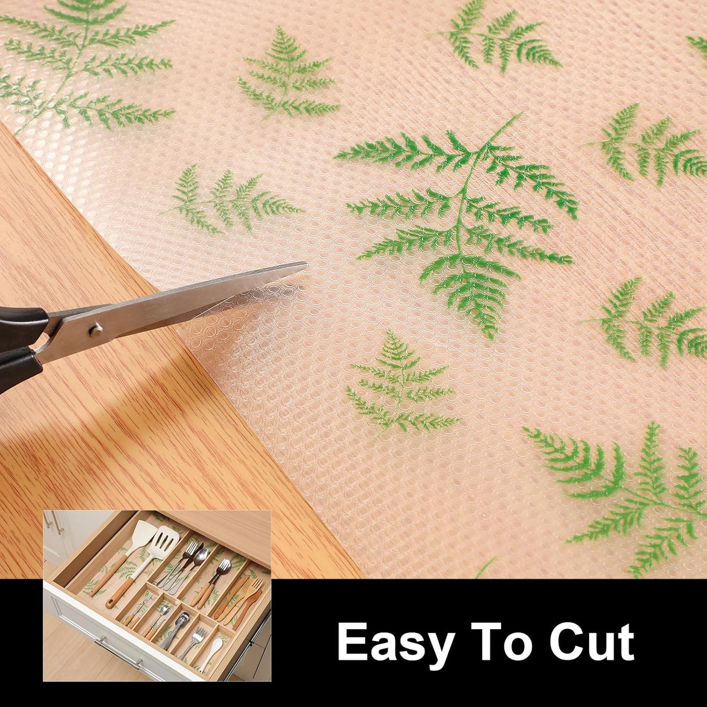 Cooyes Shelf Liners for Kitchen Cabinets, Waterproof and Oil-Proof Kitchen Cupboard Liner, Refrigerator Liners and Plastic Drawer Mats EVA Non Adhesive Shelves