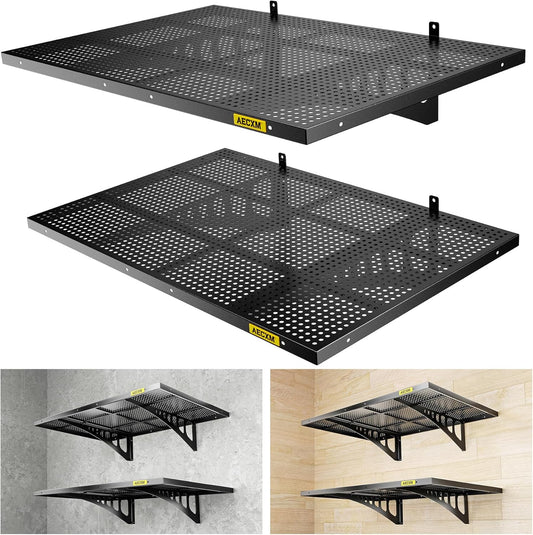 2-Pack 2x3ft Adjustable Garage Wall Shelving 560lbs Load Capacity Heavy Duty Wall Mounted Storage
