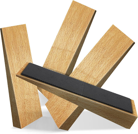 4 Pack Wooden Door Stop - Non-Slip Door Stoppers for Floor - Door Wedges for All Door Types and