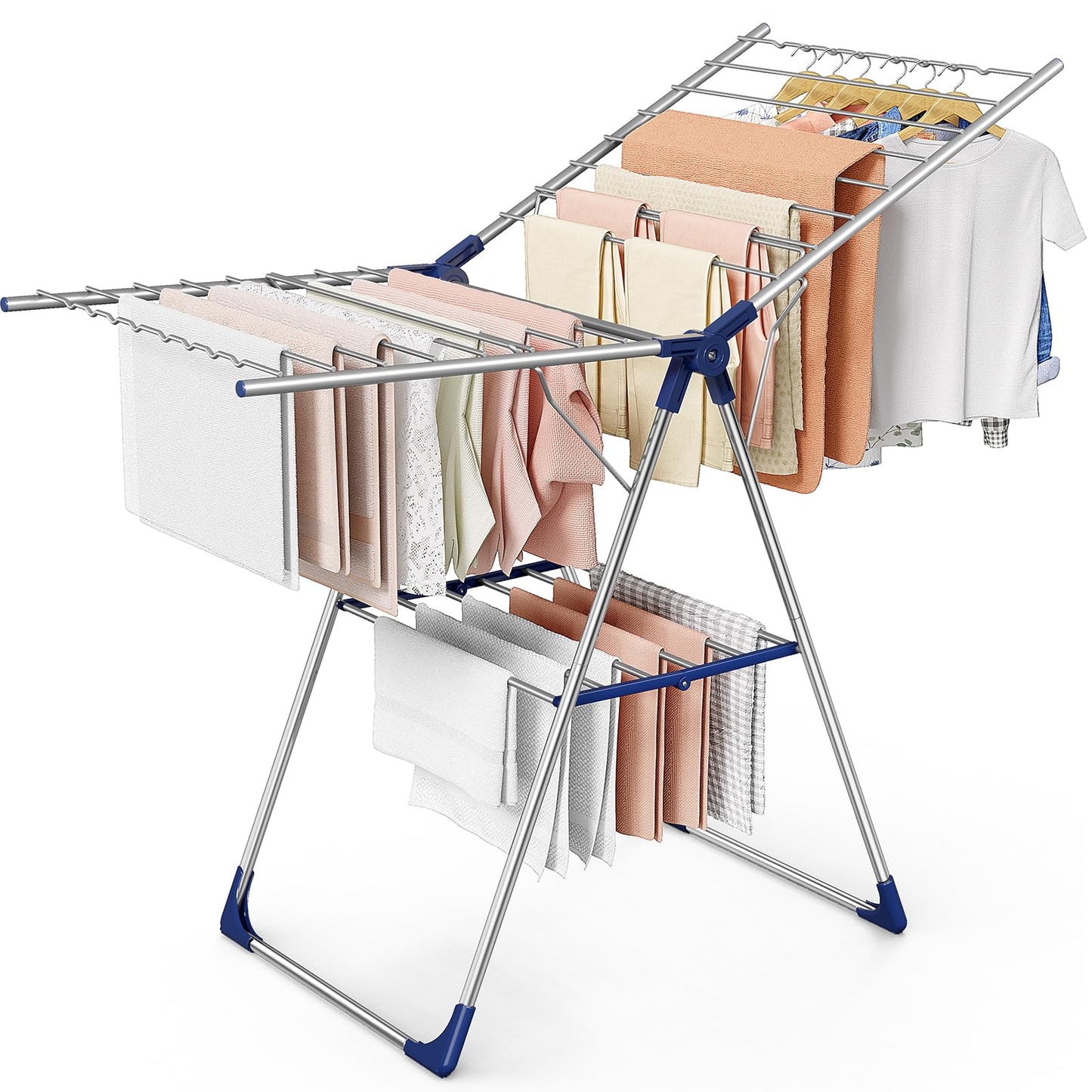 Sakugi Clothes Drying Rack, 55.5" Adjustable Wings, Foldable Design