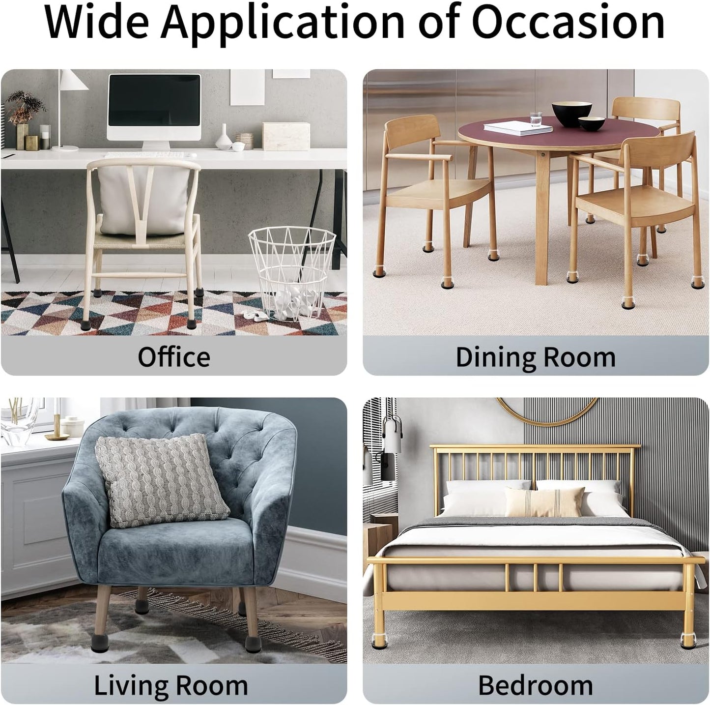 Ezprotekt 24 Pcs Large Clear Silicone Chair Leg Sliders for Carpet, Round Chair Glides for Rug, Teflon Furniture Pad Bar Stool Chair Leg Protectors Caps to Slide Smooth (XL Fit: 1-2/5" to 1-13/20")