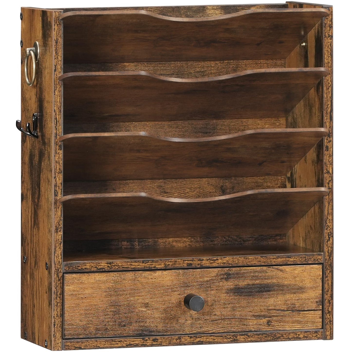 HOOBRO Wall File Organizer, Mail Organizer Wall Mounted, Wooden Literature Organizer, Construction