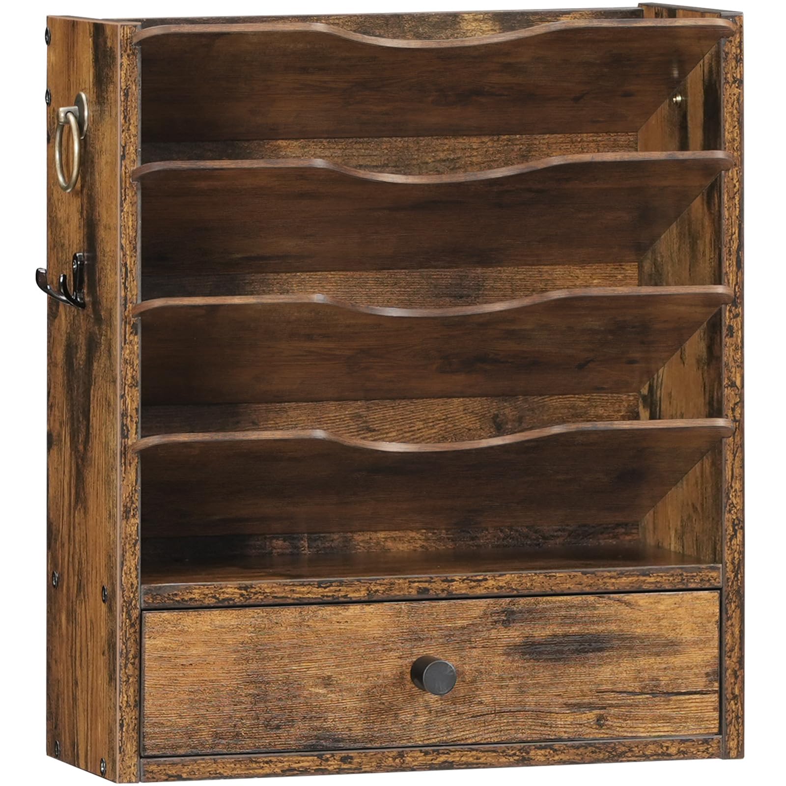 HOOBRO Wall File Organizer, Mail Organizer Wall Mounted, Wooden Literature Organizer, Construction