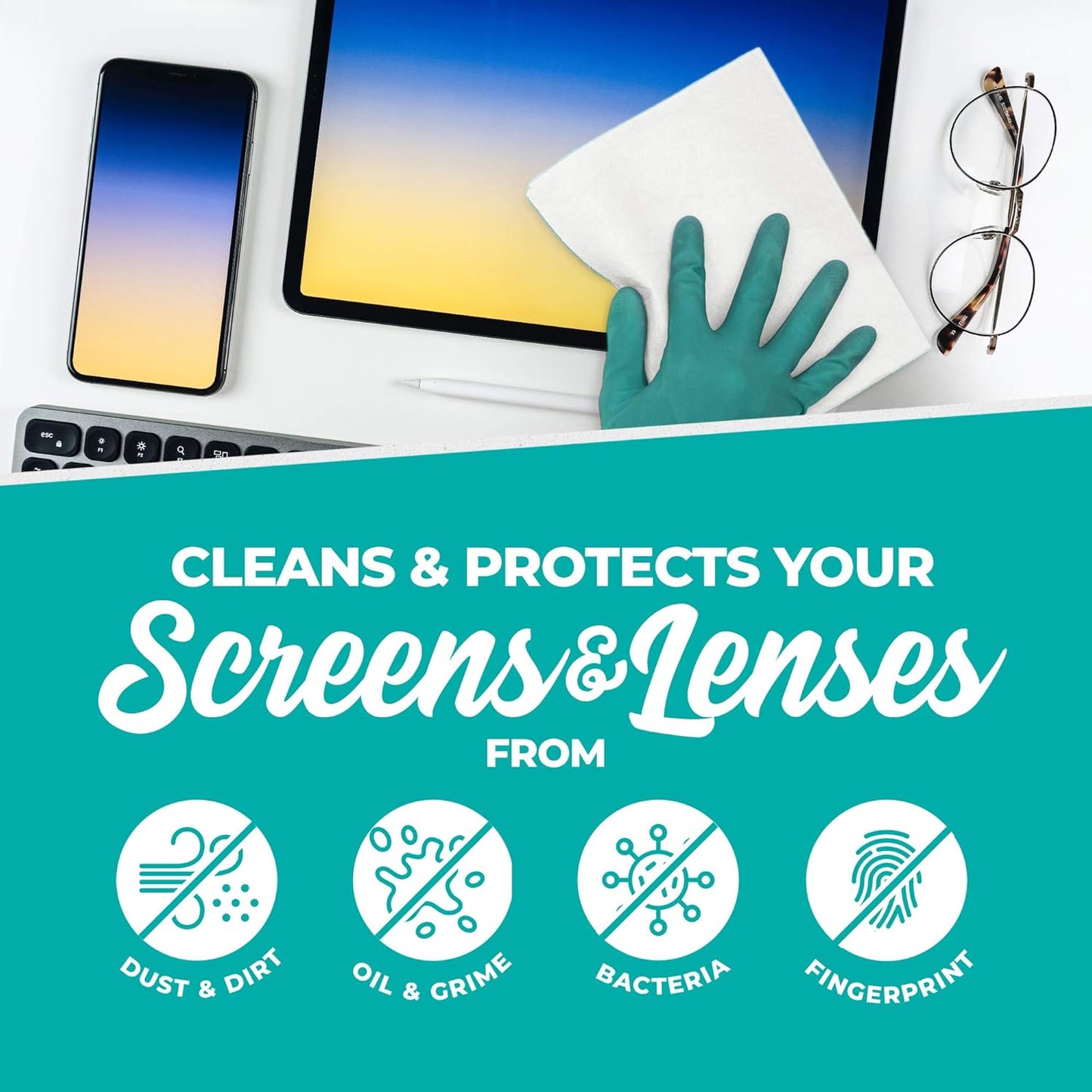 Molly's Marvelous Cloth, Streak-Free, Lint-Free Microfiber Cleaning Cloth, Polishing Cloth for Glass, Stainless Steel, Use for Kitchen, Bath, Cars, Detailing, Reusable(17" by 16") (2pk, White)