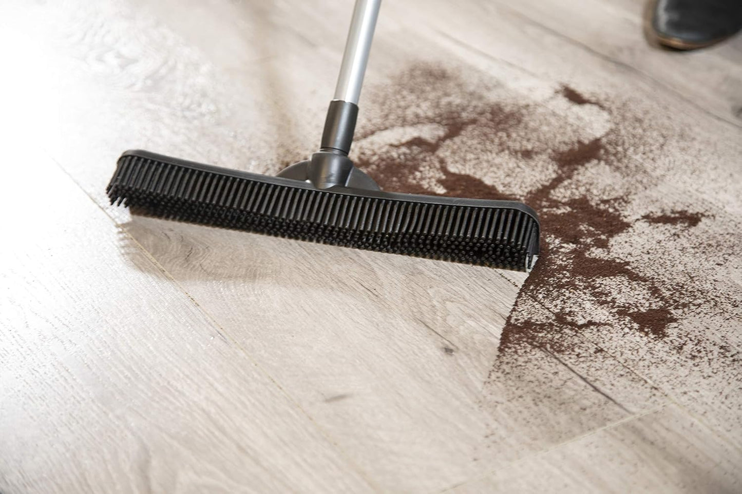 FURemover Compact Pet Hair Rubber Broom with Squeegee, with Handle That Telescopes up to 40" for Carpet, Tile and Hardwood