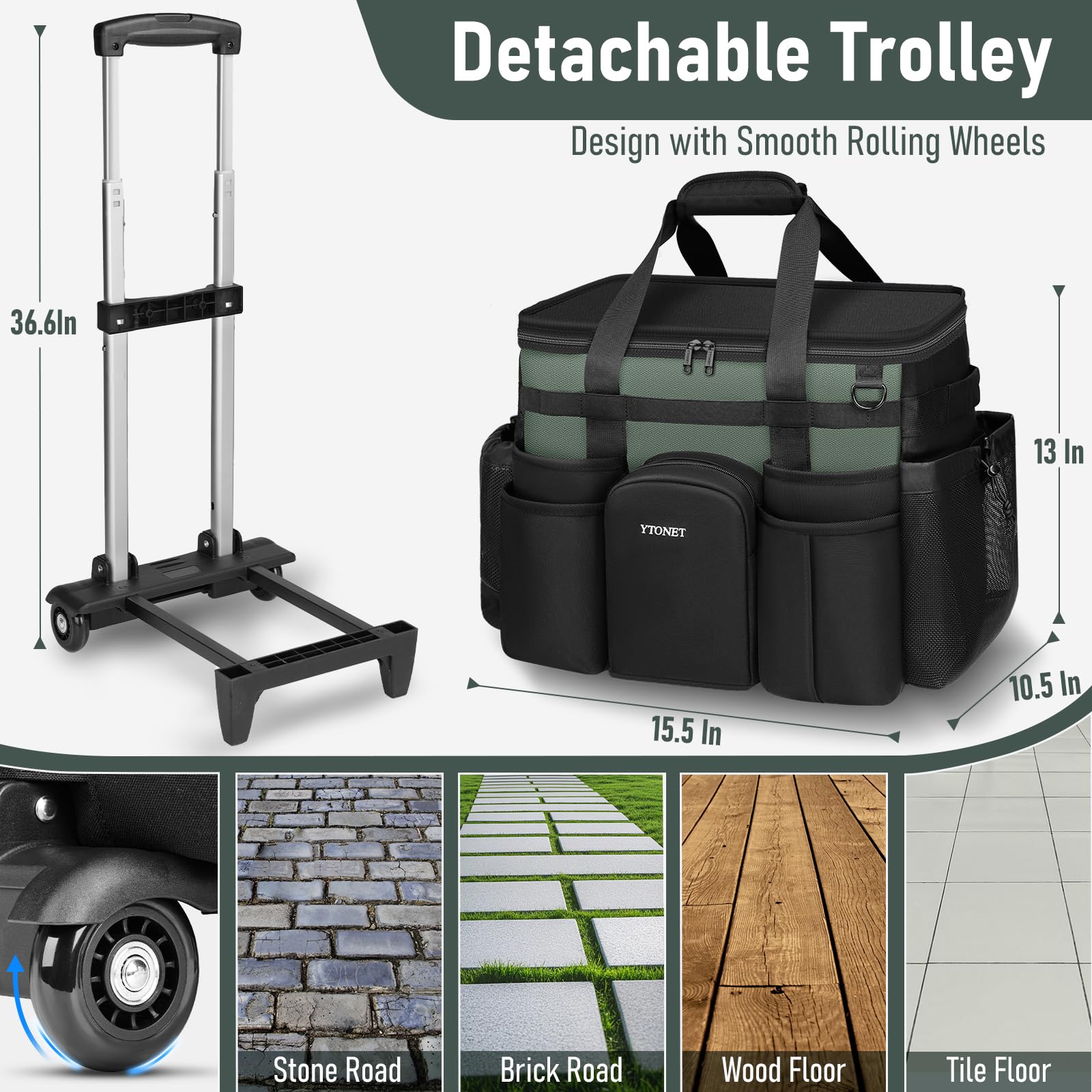 Ytonet Cleaning Caddy with Wheels, Extra Large Rolling Cleaning Caddy Bag