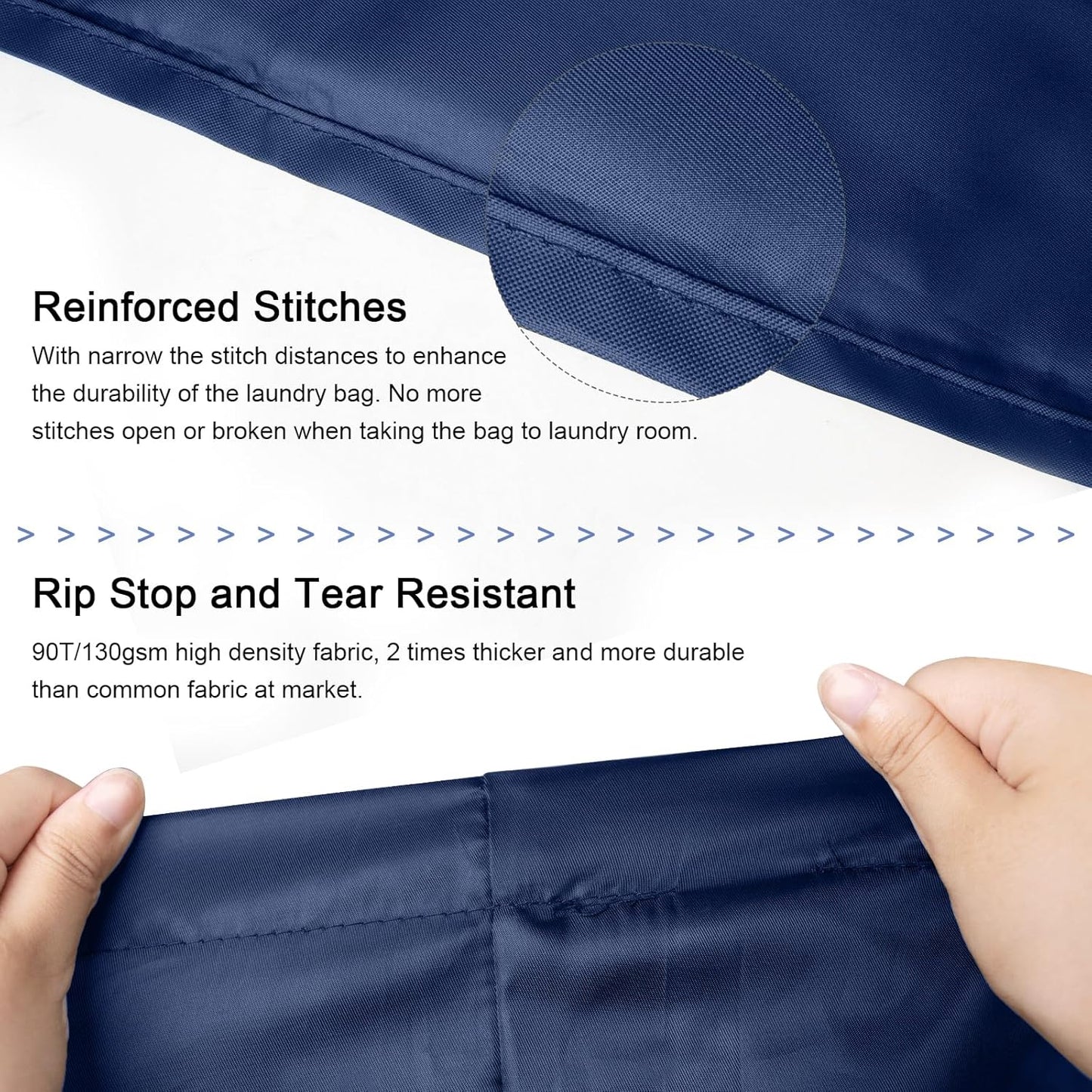 Polecasa Heavy Duty Large Laundry Bag with 130gsm Tear Resistant Fabric and Handles, Easy to Carry Durable Dirty Clothes Drawstring Bag, Perfect for College Dorm, Travel, 28”x36”, Navy