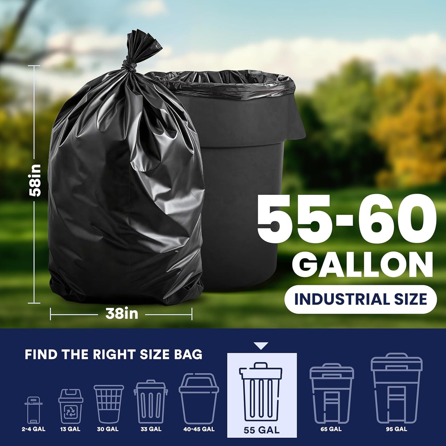Plasticplace 55 Gallon Contractor Bags, Black, 38'' x 58'', 4 Mil, 32/Case
