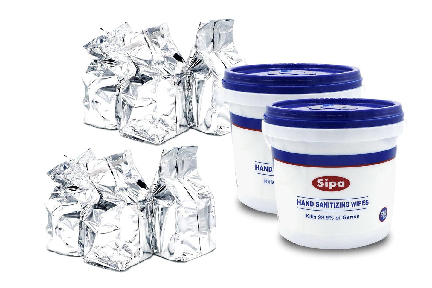 SIPA Hand Sanitizing Wipes 500 WIPES/BUCKET will Refills (2 BUCKETS 6 REFILLS)